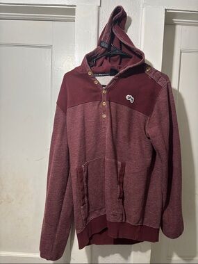 Lrg Men's Maroon Hooded Sweatshirt Pullover